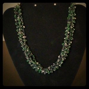New handmade green, gray, clear beaded necklace!